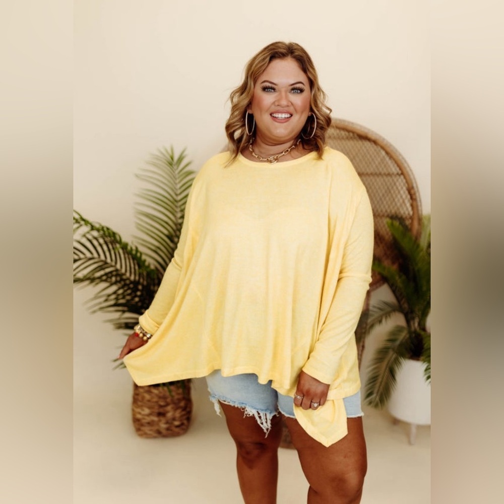 Custard Oversized Knit Long Sleeve Swing Top